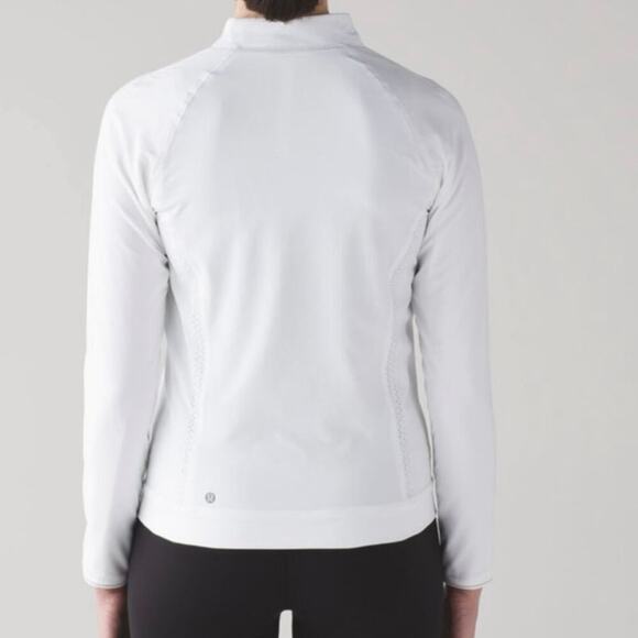 Lululemon Hit It Jacket White Laser Cut Perforated Zip Up Activewear Size 4 - Picture 4 of 14